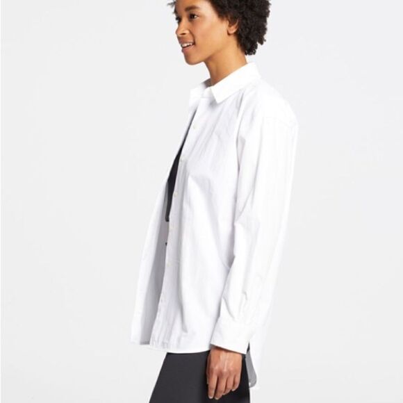 CALIA White Collared Oversized Drop Bottom Shirt/Top - Picture 7 of 11
